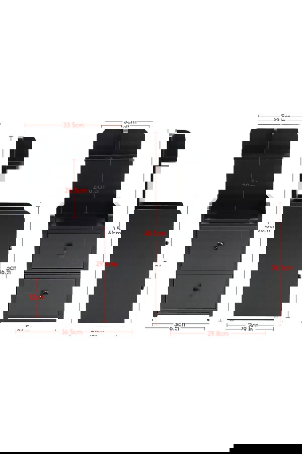 Living and Home 2 Drawer Wooden Bedside Table