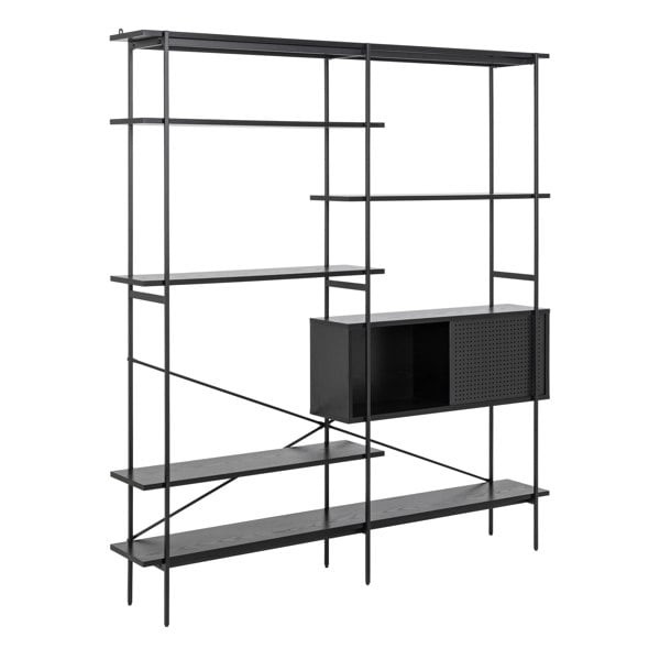 Furniture To Go Angus Bookcase with 1 Sliding Door & 5 Shelves in Black