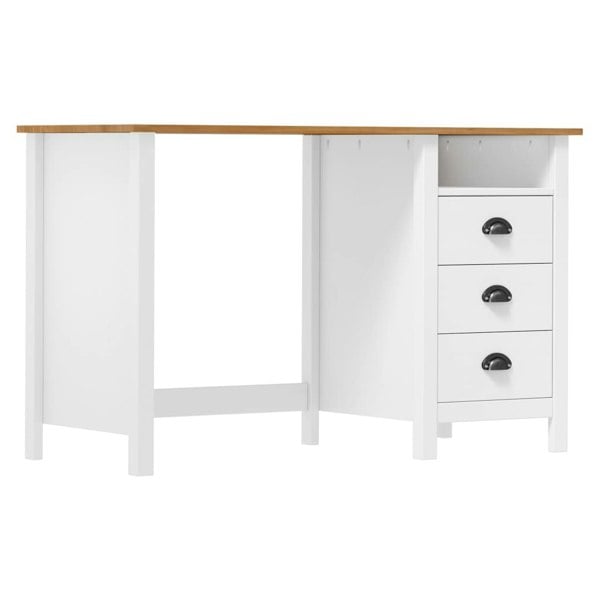 Berkfield Desk Hill with 3 Drawers 120x50x74 cm Solid Pine Wood