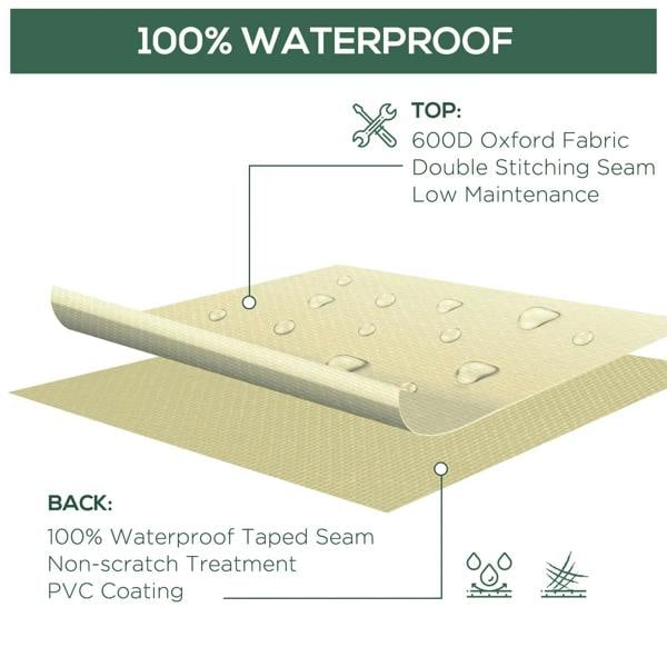 Beige waterproof patio furniture cover with PVC coating and taped seam