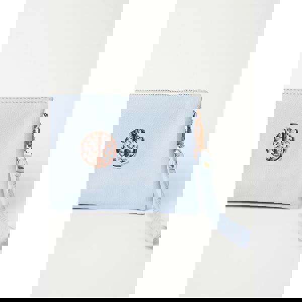 Blue Vanilla Detailed Zip Up Purse With Detachable Strap