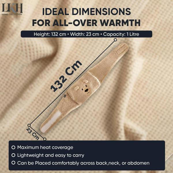 LKH HOME COLLECTION Hot Water Bottle with Cover & Adjustable Belt - 1L Rubber Hot Water Bag BPA Free Leak-Resistant & Durable Heat Massaging Bottle