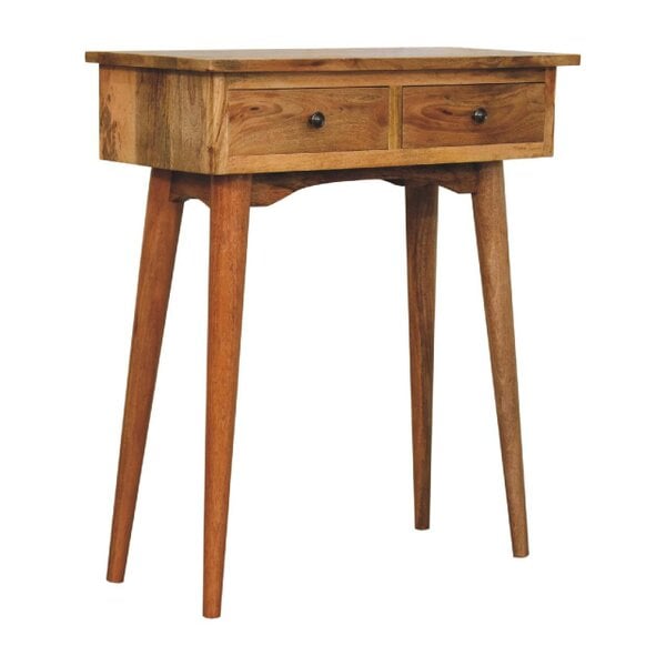Wyld Haus Parma Mini Oak Mango Wood Hallway Console Table 2 Drawers