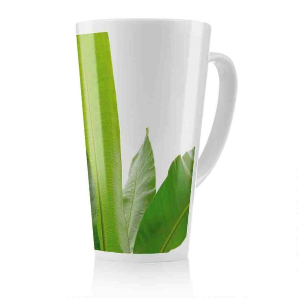 Benjamin Tate Design Green Leaves On White Latte Mug