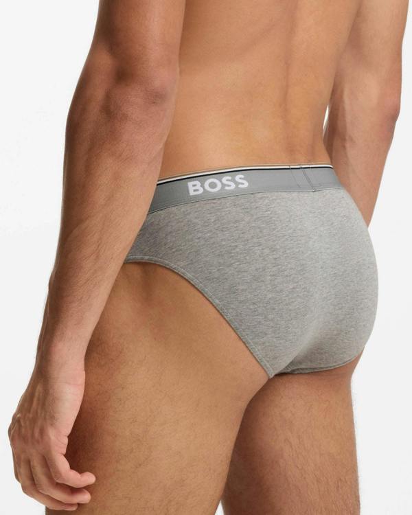 BOSS Orange 3 Pack Mens Power Briefs - Open Grey 061 | CHO | Designer Mens Underwear