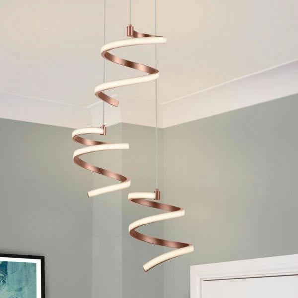 COSYLYTE Nyah 3 Light LED Spiral Cluster Pendant Light - Copper