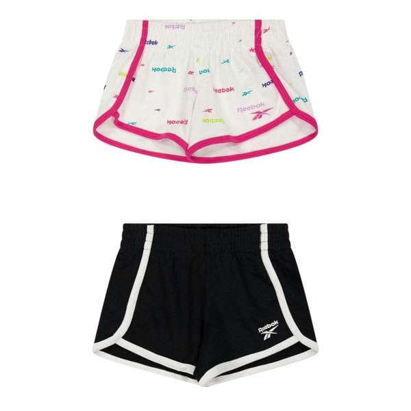 Reebok Girls Jersey Shorts (Pack of 2) - White/Black - 