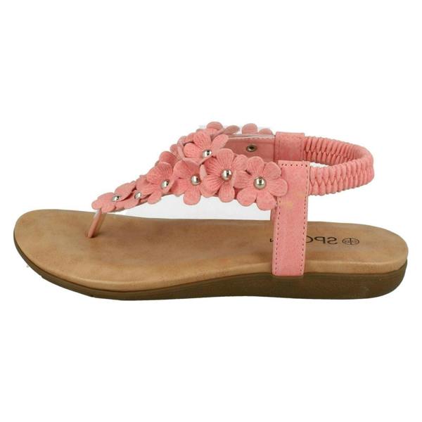 Spot On Girls Spot On Flat Flower Trim Toepost Sandals