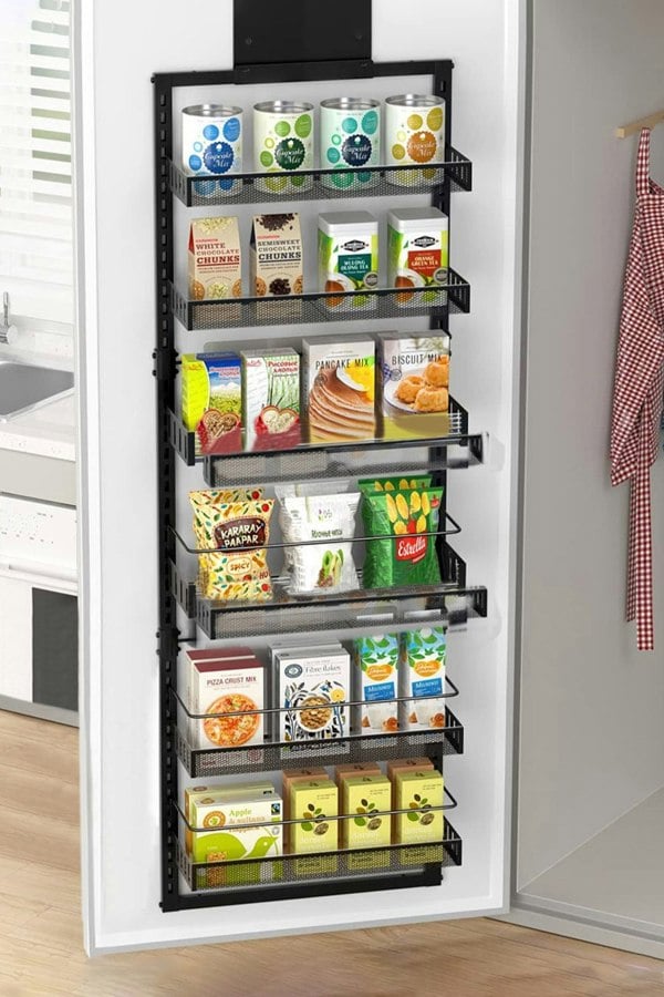 Living and Home 6-Tier Steel Hanging Detachable Kitchen Pantry Organizer Adjustable Over Door No Drilling