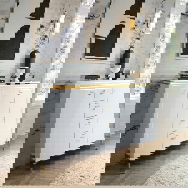 Furniture To Go Lazio Sideboard 2 Door 4 Drawer in Alpine White/White Gloss