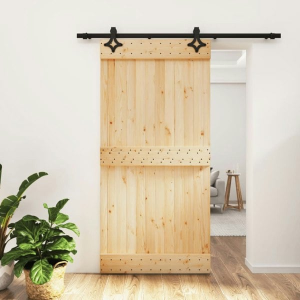 Berkfield Sliding Door with Hardware Set 100x210 cm Solid Wood Pine