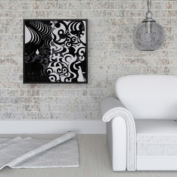 Warren Reed Black Grey Abstract Framed Canvas