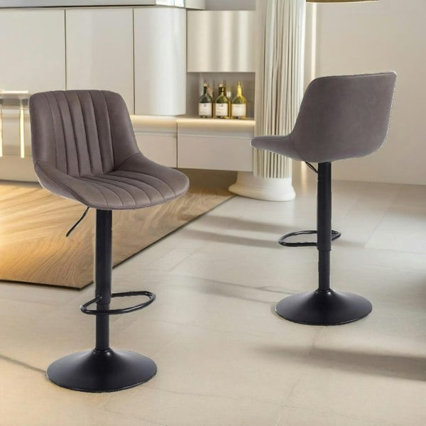 Rafaelo Mobilia 2PC Height Adjustable 360 PU Leather Swivel Bar Stools Set Brown