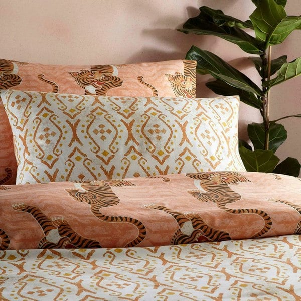 Furn Tibetan Tiger Duvet Cover Set - Coral