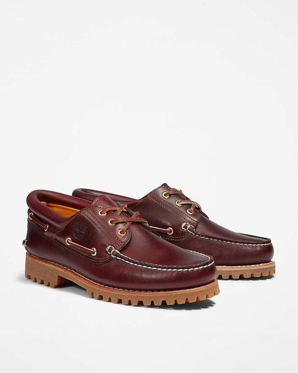Timberland Mens Authentic Leather Boat Shoes - Dark Red