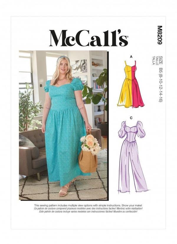 McCalls 8209 Paper Sewing Pattern – Women's Dress & Jumpsuit, Easy