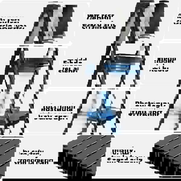 Gr8 Home 3 Step Ladder Black Folding Stool Non Slip Heavy Duty Carbon Steel Lightweight