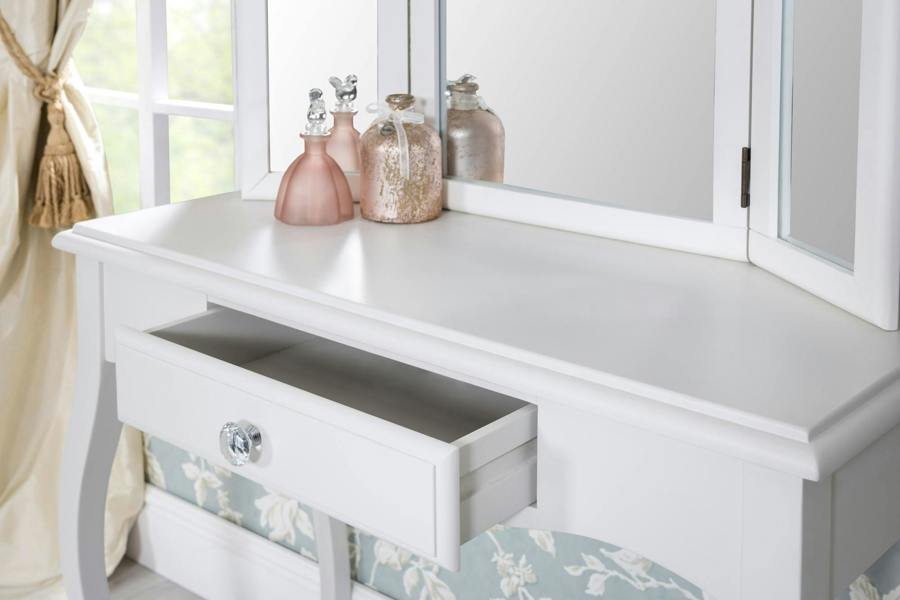 Statement Furniture Romance French Dressing Table with Drawer and Crystal Handle
