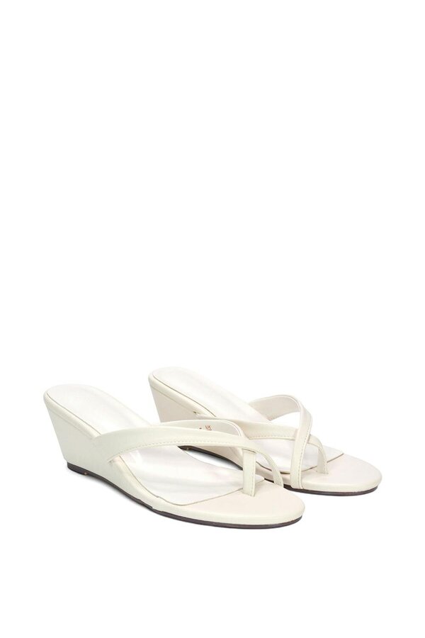 XY LONDON Mid Wedge Heel Sandal Mules With Toe Post