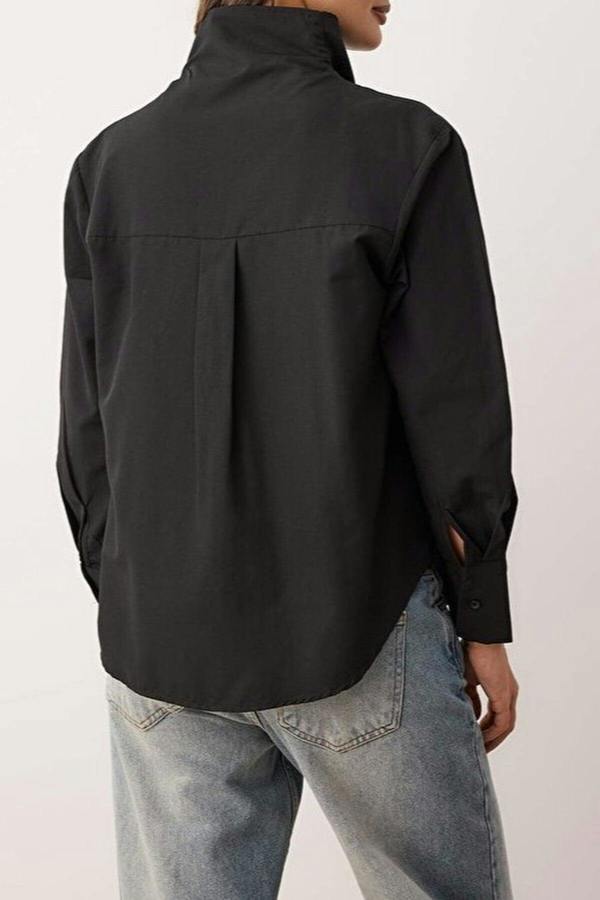 WOVCOR Collar Detail Off-Shoulder Shirt