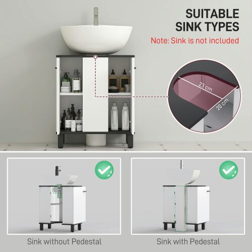 Wyld Haus Karesala High Gloss White Modern Under Sink Bathroom Storage Cabinet