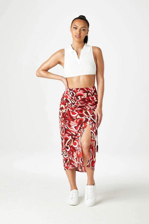Urban Bliss Cheyenne Ruched & Tie Midi Skirt