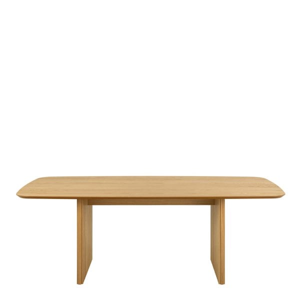 Furniture To Go Christo Dining Table in Oak 220x75cm including 6 Lima Dining Chairs with Armrest in Black