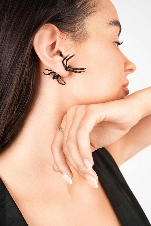 Anara Statement Spider Wrap Ear Cuff - Black
