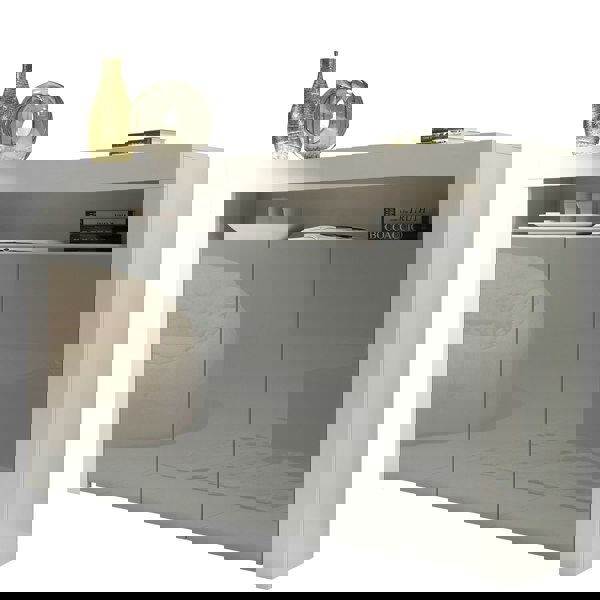 Mex Furniture Sideboard 155cm – White Matt Body and Grey High Gloss Doors