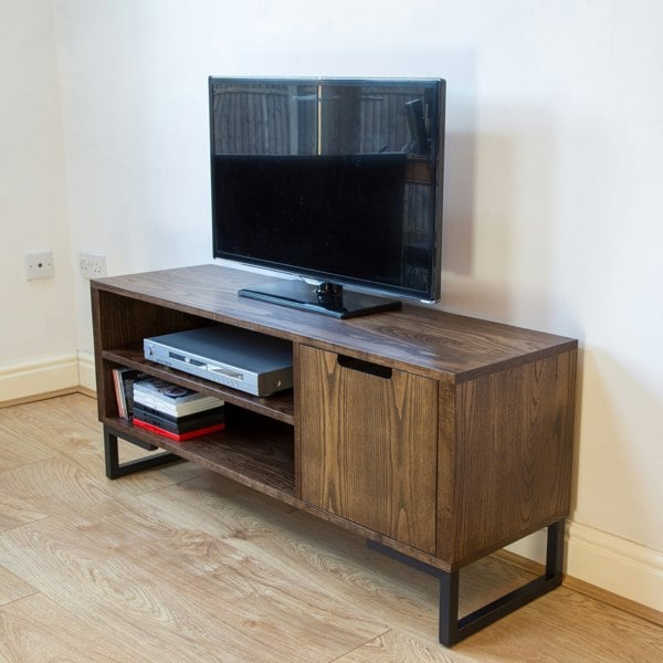 The Urban Editions Ashurst TV Stand in Dark Stained Ash 120cm/47" Wide