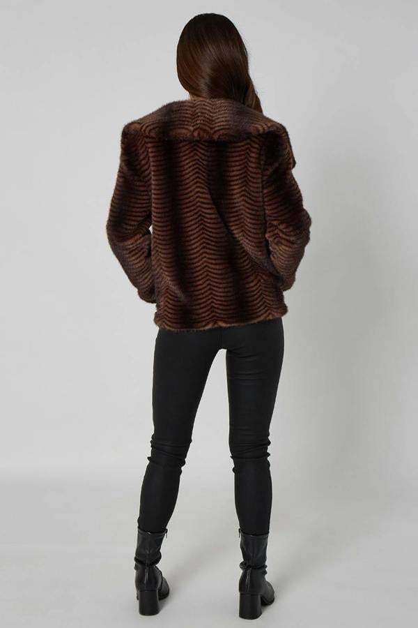 Urban Bliss Stripe Faux Fur Jacket