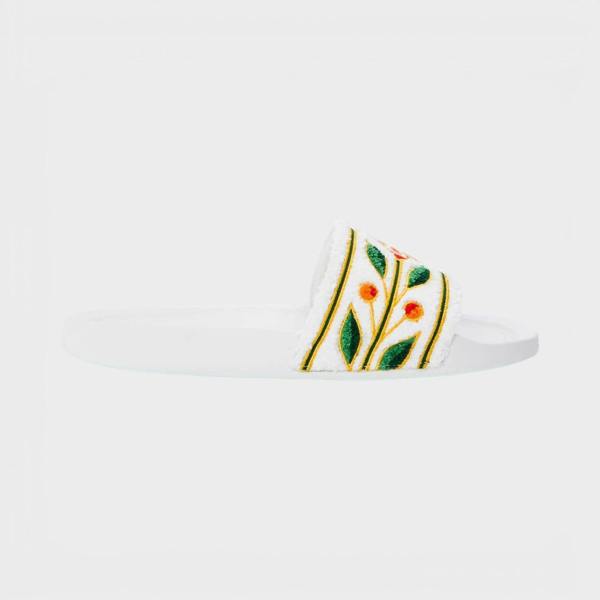 Casablanca Embroidered Terry Slider White
