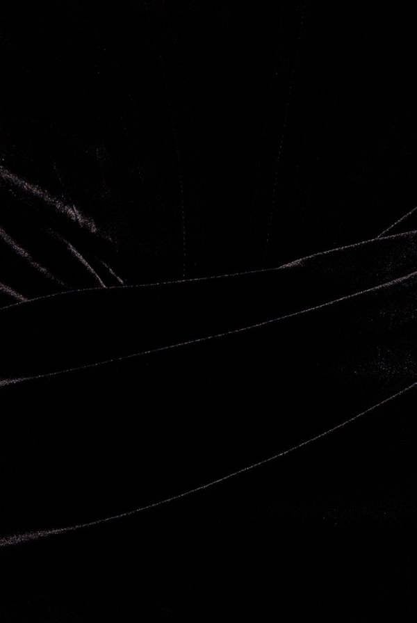 Draped Shoulder Velvet Corset Maxi Dress - Black DR4044