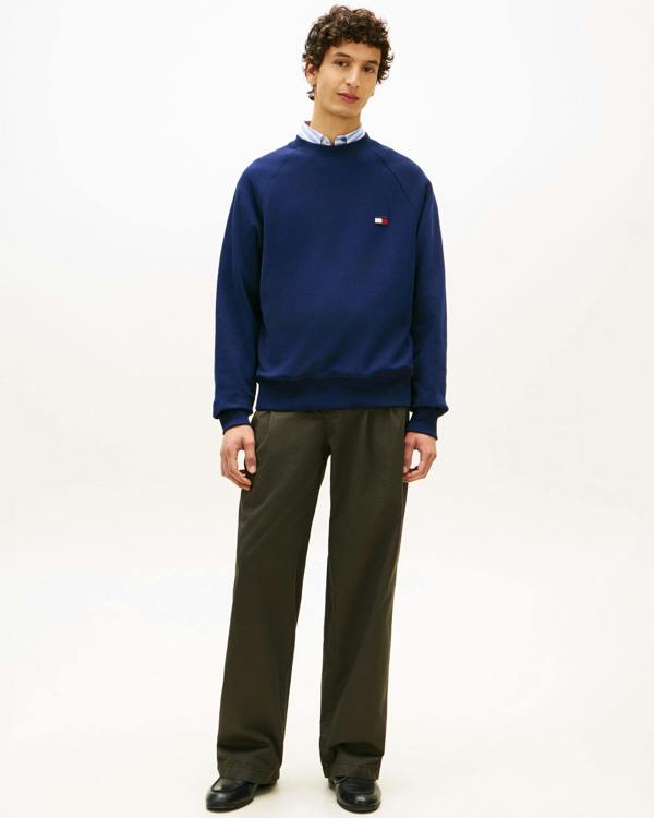 Tommy Hilfiger Tommy Flag Elevated Mens Sweatshirt - Carbon Navy | CHO | Designer Mens Sweatshirts