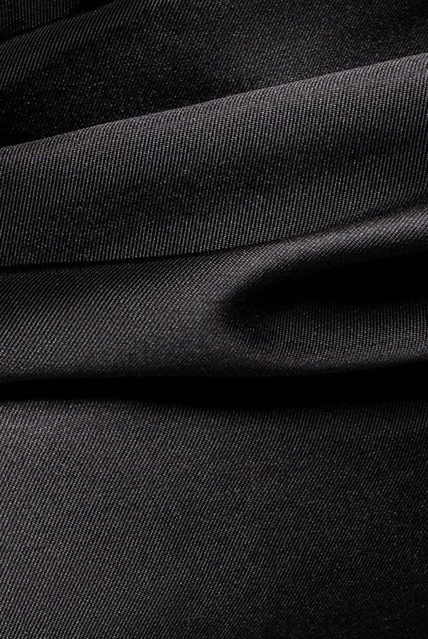 Satin Plunge Neck Bardot Scuba Maxi Dress - Black DR5040