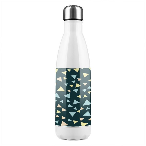 Benjamin Tate Design Autumn Coloured Geometric Triangle Patterns Stainless Steel Bottle