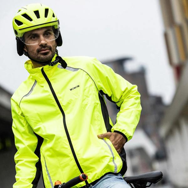 WOWOW Mens Ladies Ben Nevis Hi Vis Waterproof Cycling Windproof Jacket with Pockets