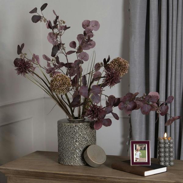 Wyld Haus Set of 3 Artificial Flowers Burgundy Berried Eucalyptus Stems