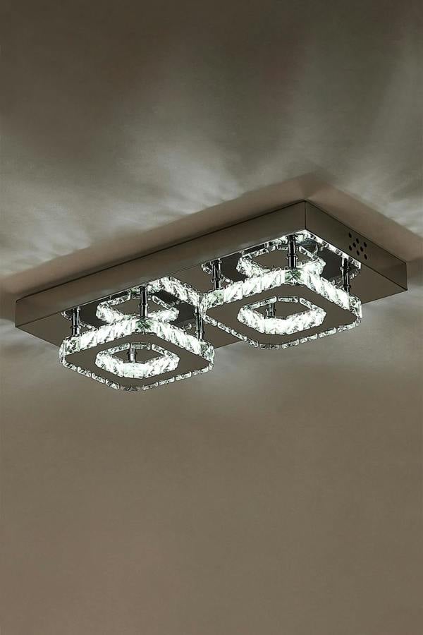 Living and Home Glam Crystal Square Ceiling Light