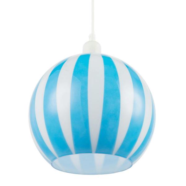 Sky Blue and White Striped High Gloss Glass Globe Pendant Light Shade Image 4