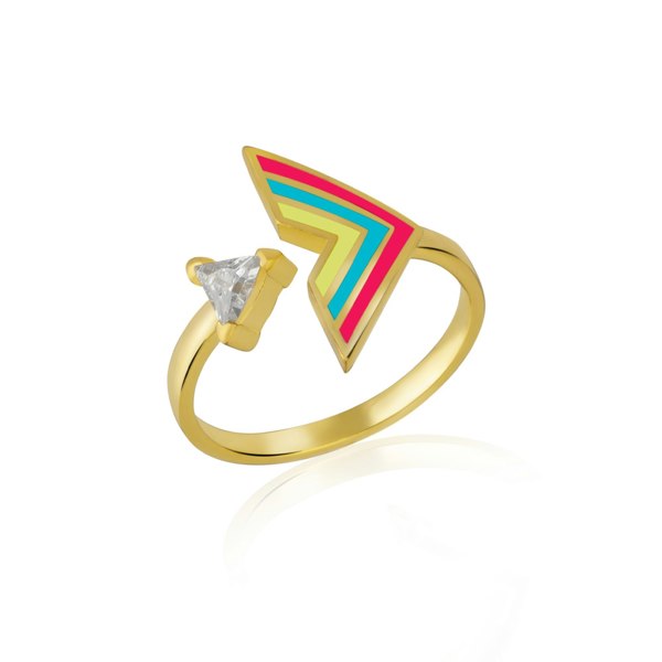 Spero London Enamel Arrow Ring In Sterling Silver