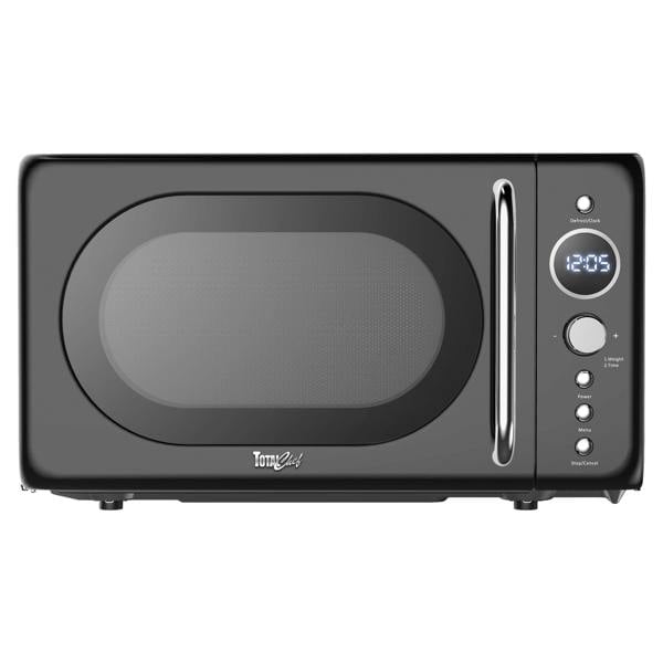 Total Chef Retro Microwave Oven 20L 700W Black Countertop Microwave with Timer, Defrost & 5 Power Levels