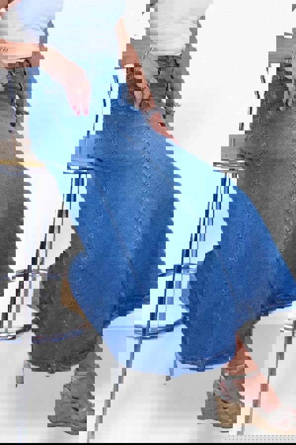 Paulo Due Women's Flared Denim Maxi Skirt