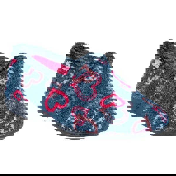 Lunar Womens/Ladies Jolly Hearts Slippers - Blue/Pink - 