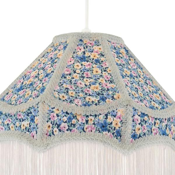 Classic Victorian Empire Lampshade in Multi Colour Cotton with Tassels Image 3