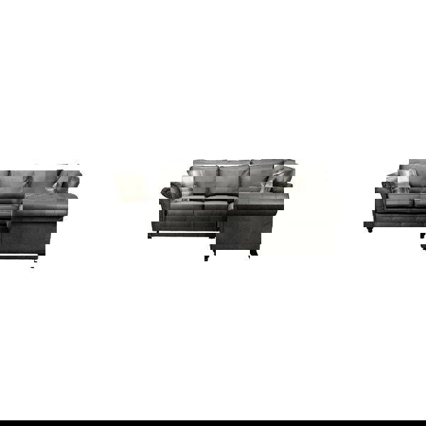 SQUAREBOXX Oakland Suede 4-5 Seater Corner Sofa in Charcoal Black Fabric