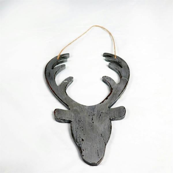 26cm Silver Wooden Hanging Deer Head Wall Decoration for Christmas Home, Office and Seasonal Displays image 4