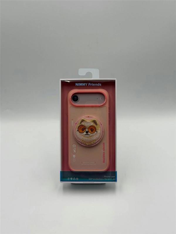 Nimmy Friends Nimmy Glass Cool Dog Face Case with Detachable MagSafe Grip Stand for iPhone 17 Air 6.5" Pink - N-YJKM-CXZJ-IP17-AIR-031