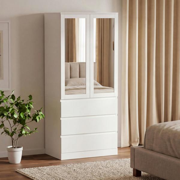 Vida Designs Denver 2 Door 3 Drawer Mirrored Wardrobe