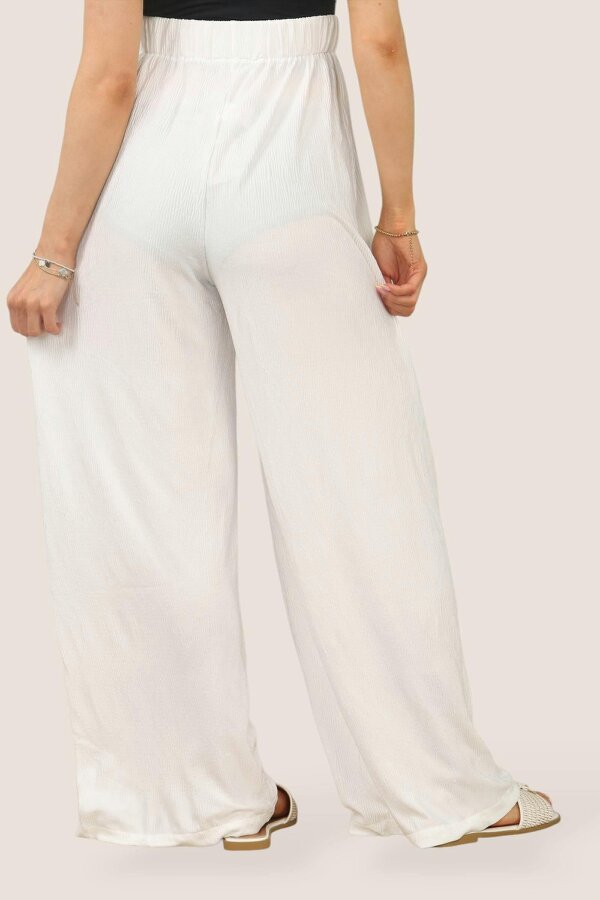 Women's Off White Palazzo Pants –  Wide Leg and Lightweight Comfort